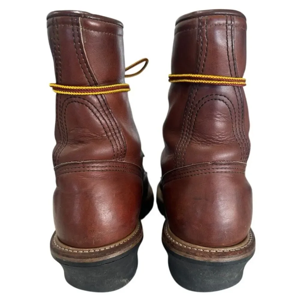 Vintage Red Wing USA Leather Logger Work Boots ANSI PT91 Lug Sole Mens 8.5 D